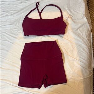 Garage Burgundy Active Sports Bra and Booty Shorts